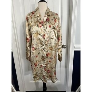 Womans Lingerie Morgan Taylor Intimates Gown Nightshirt Small Gold Floral 185